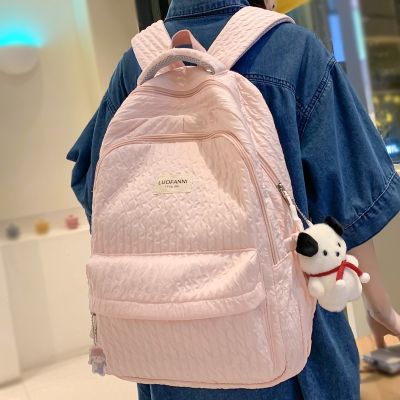 กระเป๋าผู้หญิงใส่แล็ปท็อปแฟชั่นสีชมพูน่ารักสำหรับผู้หญิงนักศึกษาใหม่คาวาอี้