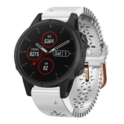 สำหรับ Garmin Fenix 5S Plus 20Mm ผู้หญิงสายนาฬิกาข้อมือซิลิโคนกับลูกไม้ Punch (สีขาว) (ขายเอง)