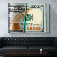 Wad of Cash 100 Dollar Bills Print Money Canvas Painting Funny Entrepreneur Motivational Wall Art Decor for Living Room