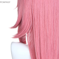 PCWFKEF Genshin impact yae guuji คอสเพลย์วิกผม80cm สีชมพูตรงวิกผมทนความร้อนผม