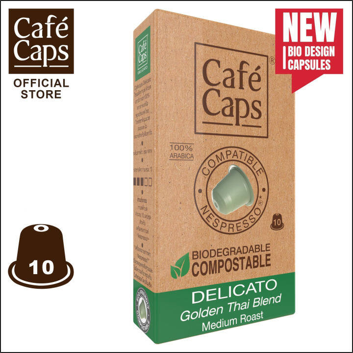 cafecaps-แคปซูลกาแฟ-nespresso-compatible-delicato-1-กล่อง-x-10-แคปซูล-กาแฟคั่วกลาง-เมล็ดอาราบิก้า-100-จากภาคเหนือของประเทศไทย-แคปซูลกาแฟใช้ได้กับเครื่อง-nespresso-เท่านั้น