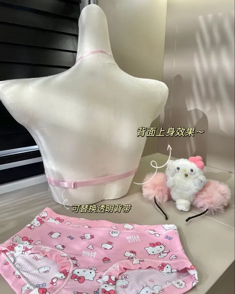 Corneliali Sanrio Hello Kitty Bra Women Front Buckle Strapless Non