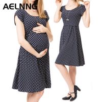 Maternity Clothes 2022 Summer New Pregnancy Dress Short Sleeve Polka Dot Casual Womens Dresses Breastfeeding Clothing T1005