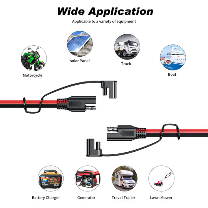 sae-to-sae-extension-cable-solar-plug-cord-16awg-กันน้ำสำหรับแบตเตอรี่รถยนต์