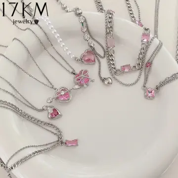 Buy 925 Sterling Silver Pink Enamel Heart Open Cross Pendant Necklace  Children 16
