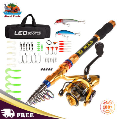 1.8M-3.6M Telescopic Fishing Rod Set With Hooks Fishing Lures Carbon Fiber Fishing Tackle For Freshwater Saltwater