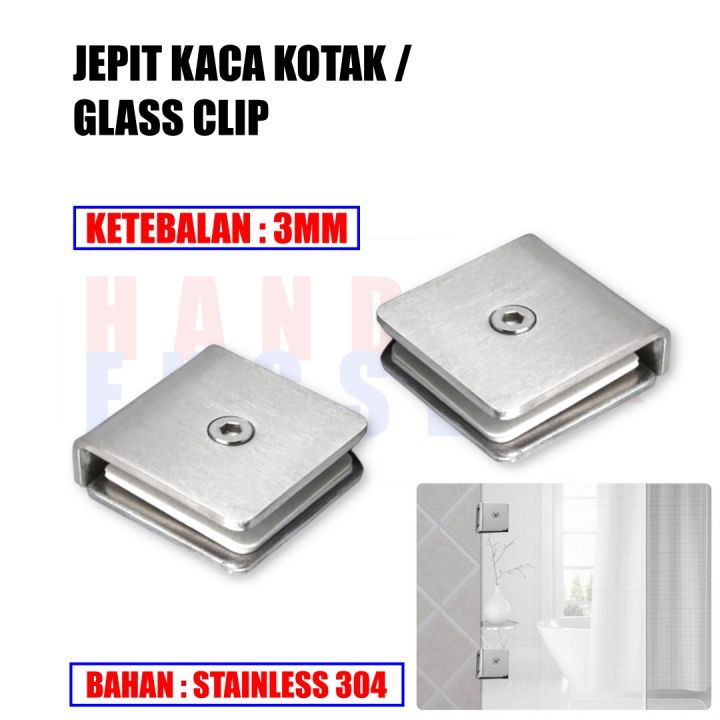 Penjepit Kaca Stainless Jepitan Kaca Kotak Glass Klip Ss Lazada