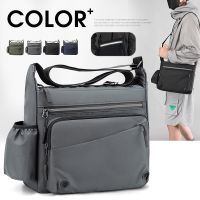 Fashionable Versatile Mens Shoulder Bag Multi-Compartment Nylon Water-Repellent Messenger Casual Work Commuter U 【AUG】