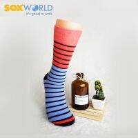 Socks Hipster 1 PAIR SOXWORLD BLUE RED STRIPE MEN WORKING SOCKS sox world