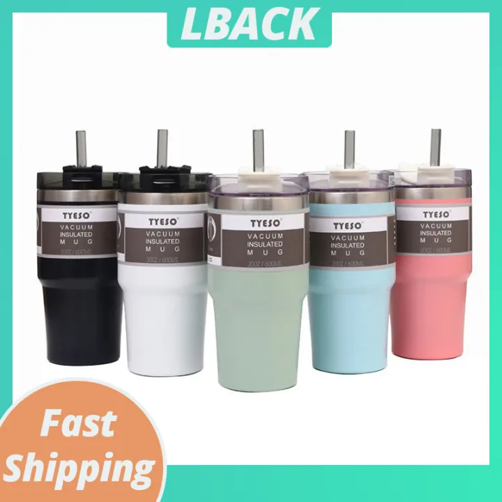 LBACK Simple ins Stainless Steel LargeCapacity Vacuum Flask With Straw