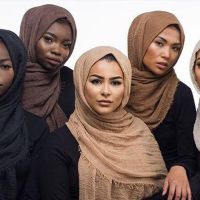 【CC】❀♀  70x175CM  hijab Crinkle Shawl Cotton and Ladies Wrap Hijabs Plain Muslim Headscarf