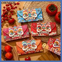 OWMXZL 4Pcs/Set ปีมังกร ซองจดหมายสีแดง สิงโตเต้นรำสิงโต วันตรุษจีน ปีใหม่จีน ของใหม่ ปาร์ตี้ซัพพลาย ซองแพ็คเก็ต