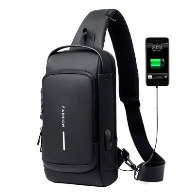 TOP☆High Quality 2021 New USB Charged&amp;TSA Serect Lock Anti-theft Fashion Chest Bag Outdoor Motorcycle Sport Bag Waterproof Travel Bag
