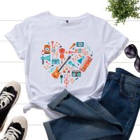 Shirt Cotton Musical Instruments Printed Graphic Vintage Clothes Regular Tees