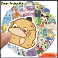 SYRUPSHADDOCKING 50ชิ้นไม่มีกาวเครื่องหมายกันน้ำรุ่น Q ตกแต่งถ้วยน้ำโปเกมอนกราฟฟิตีสติ๊กเกอร์กีต้าร์