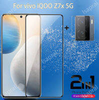 (2-In-1) ฟิล์มป้องกันจอ HD สำหรับ Vivo IQOO Z7x 5G ฟิล์มกระจกนิรภัยป้องกันเต็มพื้นที่พร้อมเลนส์กล้องถ่ายรูปป้องกันรอยขีดข่วนป้องกันการระเบิด (ด้านหน้า + ฟิล์มเลนส์)