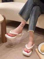 Zhao Lusis same style of flip-flops for women summer thick-soled heightening non-slip non-slip dual-purpose beach sandals for home and outdoor wear 【JYUE】