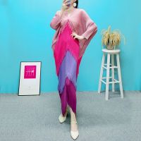 2023 Hot Miyake dress skirt  summer new style foreign style age-reducing bat sleeve tassel skirt long high-end foreign trade dress