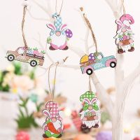 New Style Easter Decorations Painted Wooden Rabbit Car Pendant Household Atmosphere Layout Props