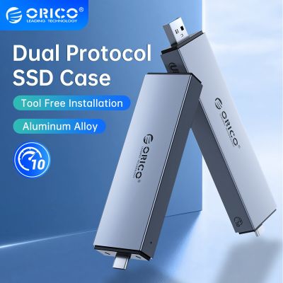 อลูมิเนียม ORICO 2 In 1 USB ชนิด C อินเทอร์เฟซคู่ M.2เคส SSD สนับสนุน M2 NVMe M คีย์ SATA NGFF M &amp; B คีย์ SSD เครื่องมือฮาร์ดดิสก์ฟรี