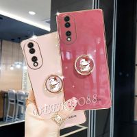 2023เคสสำหรับ Honor หูฟังใหม่ X8a 90 Lite Magic5 Pro 5G 4G เคสโทรศัพท์อิเล็กโทรเพลทพร้อม3D เคสนิ่มสำหรับใส่แหวนแมวลายการ์ตูน Caimao Honor90Lite ฝาหลัง Hono