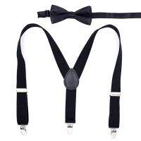 Kids Fashion Suspenders Bow Tie Set for Toddler Boys Girls Adjustable Elastic Tuxedo Trouser Braces Y Back 3 Clips-Blue Red Boys Clothing