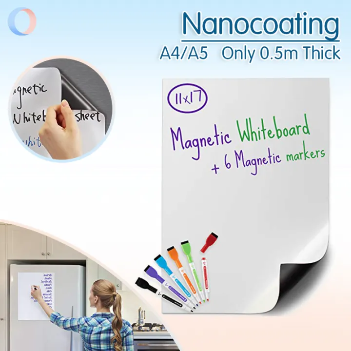 A3/A4/A5 Magnetic Soft Whiteboard Dry Erase White Boards Home Office ...