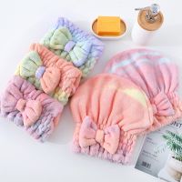 【VV】 Microfiber Bow Shower Cap Female Dry Hair Wrap Soft