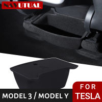 กล่องเก็บของสำหรับ Tesla รุ่น Y 3คอนโซลกลางด้านหลัง Flocking Underseat ออแกไนเซอร์ถาด,เบาะหลังแถวที่สองออแกไนเซอร์ Storage