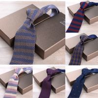 GUSLESON New 6cm Slim Knit Tie for Men Business Leisure Skinny Necktie Burgandy Colorful Striped Dots Fashion Weave Ties Ties