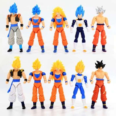 ZZOOI 5 Pcs/Set Dragon Ball Action Figure Son Goku Vegeta Gogeta Super Saiyan Change Head Figurine 2 Style Ornament Gifts