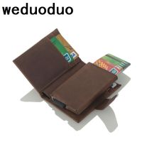 weduoduo Antitheft Men Card Holder Blocking Rfid Wallet PU Leather Wallet Aluminimu Metal Credit Card Holder Smart Unisex Purse Card Holders