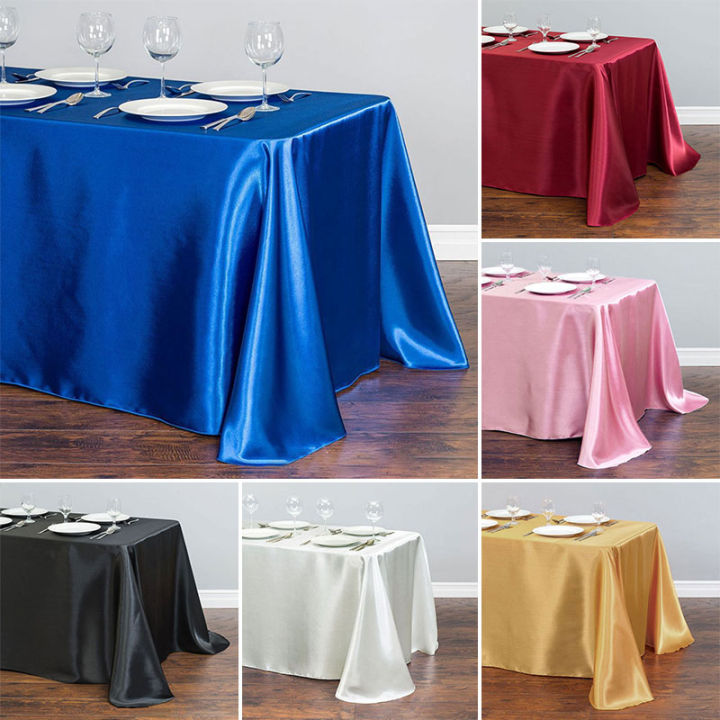yurongfx-ผ้าคลุมโต๊ะสี่เหลี่ยมผืนผ้าผ้าซาตินตกแต่งปาร์ตี้หมวกว่ายน้าผ้าคลุมโต๊ะงานแต่งงาน1ชิ้น