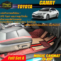 Toyota Camry 2018-รุ่นปัจจุบัน Full Set A (เต็มคันรวมถาดท้ายแบบ A) พรมรถยนต์ Camry พรมไวนิล 7D VIP Magic Carmat