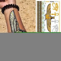 Waterproof Temporary Tattoo Sticker Egypt Goddess Gold Silver Metallic Flash Tatoo Boho Hand of Fatima Jewelry Glitter Body Art