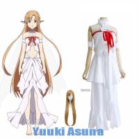 Hot Halloween Costumes Anime Yuuki Asuna Cosplay SAO Sword Art Online Costumes Prison Skirt Women Full Set White Dress With Wig