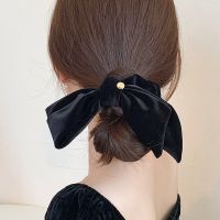 [COD] New autumn and winter bowknot hair band temperament ponytail suede rubber retro ins out large intestine accessories