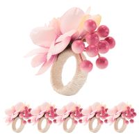 Flower Napkin Rings 6Pcs, Napkin Rings Holder, Spring Floral Serviette Buckles Holder Table Decorations