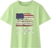 Kids Print T-Shirt Kid Toddler Shirts 4th of July 3D Graphic Printed Tees Boys Girls Novelty Fashion (Green, 5-6 Years)