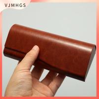 VJMHGS ฟรอสติ้ง เคสแว่นตาหนังสไตล์วินเทจ เครื่องหนังแท้ สีทึบทึบ กล่องแว่นกันแดดสีทึบ ที่มีคุณภาพสูง เคสหนังแว่นตากันแดด สำหรับผู้หญิง