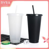 473/700ML Plastic Tumblers With Straw And Lid Reusable Water Bottle For Coffee Juice Milk Tea BPA Free Drinking Bottle Xmas Gift Cups  Mugs Saucers