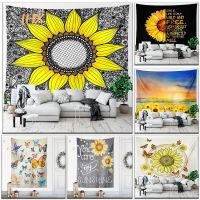 Sunflower Tapestry Wall Hanging Hippie Boho Mandala Cloth Wall Tapestry Aesthetic Room Decor Bedroom Dormitory Home Decoration Knitting  Crochet