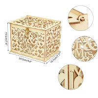 DIY Wedding Wooden Box Hollow Floral Mr&amp;Mrs Pattern Wedding Sign Envelope Money Gift Greeting Card Box with Lock Party Supplies