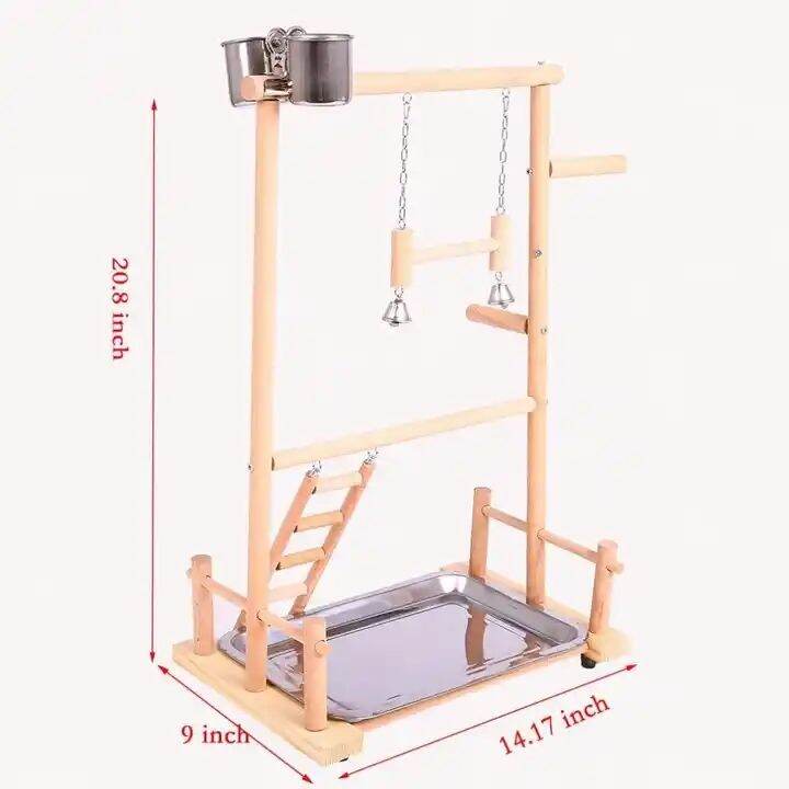 gregory-แท่นชิงช้าไม้-ขนาดใหญ่-2-ชั้น-แท่นชิงช้านก-คอนยืนนก-สนามเด็กเล่นนก-ที่ยืนพร้อมถ้วยสำหรับนก-สำหรับฝึกบิน-parrot-stand-wooden-parrot-swing-toys