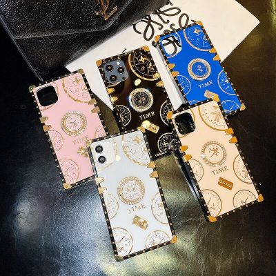 Fashion Glitter Glossy Time Pattern Phone Case For Samsung S9 S10 S20 S22 S21 Plus Note 20 Ultra Cover White Clock Ring Bracket Phone Cases