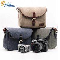 W8h6กระเป๋ากล้องกันน้ำย้อนยุคถุงถ่ายภาพไหล่ DSLR เคสสำหรับ Sony Nikon Canon Canon Canon แคนวาสเคสสำหรับผู้ชาย WomenCamera เคสและกระเป๋า