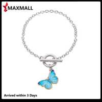 ?Quick Arrival?Butterfly Pendant Bracelet Women Simple Buckle Bangles Jewelry (Lake Blue)?Arrive 1-3 Days?