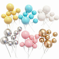 20 Pcs เค้ก Topper Gold Silver Ball Happy Birthday Cake Topper DIY Cupcake Flag งานแต่งงาน Christmas Ball Decor วันเกิดตกแต่ง-rangse22