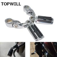 Motorcycle Short Highway Foot Pegs 1-1/4" Crash Bar Engine Guard Rest Pedal For Harley Touring Dyna Wide Glide Softail Breakout Pedals