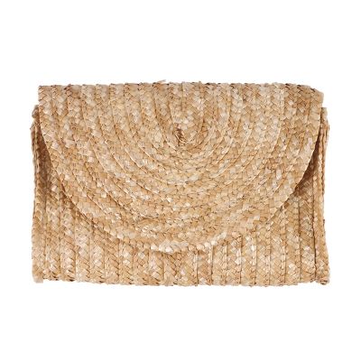Straw Clutch Purses For Women Summer Beach Handbags, Wedding Envelope Wallet Color: Brown